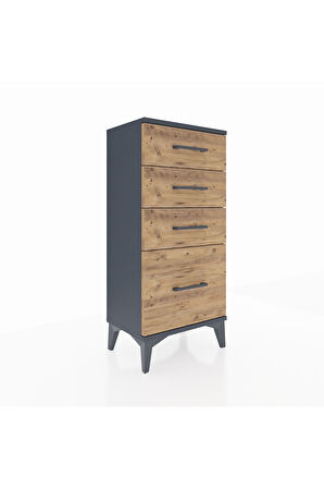 Arges Komodin 4 Çekmeceli 44x30x96 Antrasit-Çam