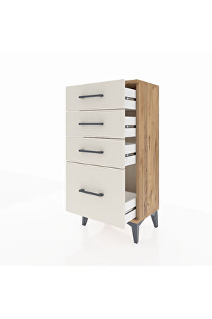 Arges Komodin 4 Çekmeceli 44x30x96 Çam-Aytaşı