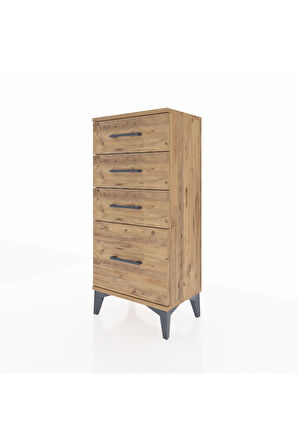 Arges Komodin 4 Çekmeceli 44x30x96 Çam-Çam
