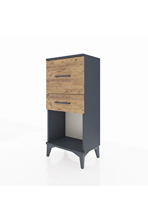 Arges Komodin 2 Çekmeceli 44x30x96 Antrasit-Çam