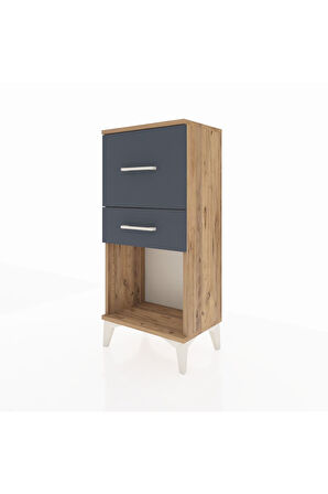 Arges Komodin 2 Çekmeceli 44x30x96 Çam-Antrasit