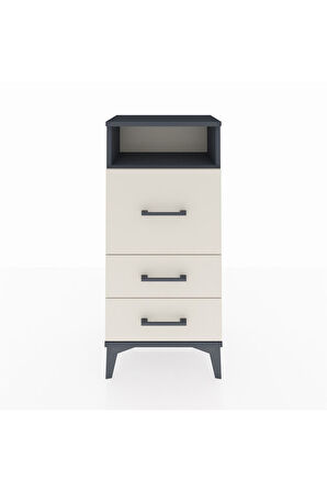 Arges Komodin Tek Raflı 3 Çekmeceli 44x30x96 Antrasit-Aytaşı