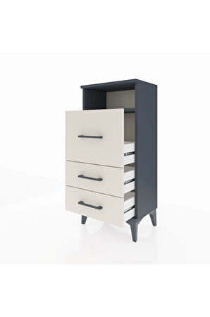 Arges Komodin Tek Raflı 3 Çekmeceli 44x30x96 Antrasit-Aytaşı
