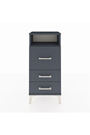 Arges Komodin Tek Raflı 3 Çekmeceli 44x30x96 Antrasit-Antrasit