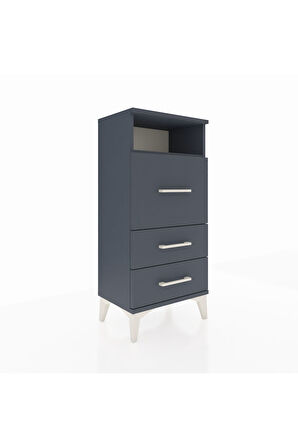 Arges Komodin Tek Raflı 3 Çekmeceli 44x30x96 Antrasit-Antrasit