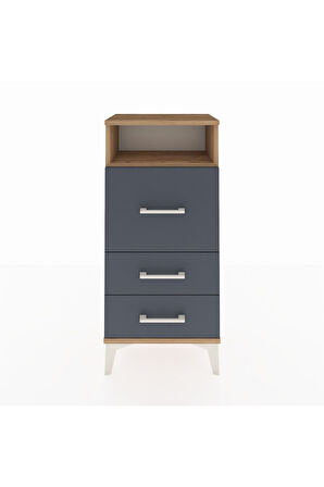 Arges Komodin Tek Raflı 3 Çekmeceli 44x30x96 Çam-Antrasit