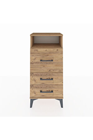 Arges Komodin Tek Raflı 3 Çekmeceli 44x30x96 Çam-Çam