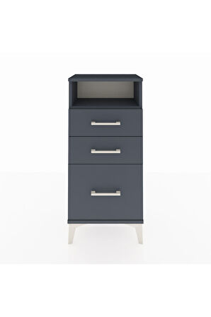 Arges Komodin Tek Raflı 3 Çekmeceli 44x30x96 Antrasit-Antrasit