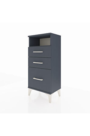 Arges Komodin Tek Raflı 3 Çekmeceli 44x30x96 Antrasit-Antrasit