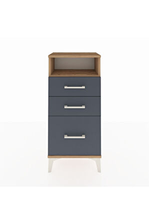 Arges Komodin Tek Raflı 3 Çekmeceli 44x30x96 Çam-Antrasit