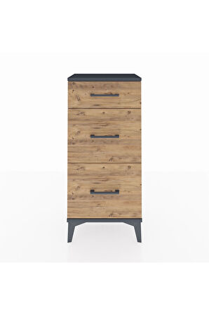 Arges Komodin 3 Çekmeceli 44x30x96 Antrasit-Çam