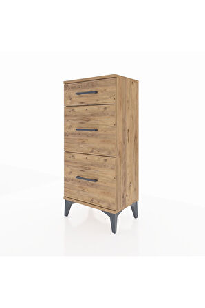 Arges Komodin 3 Çekmeceli 44x30x96 Çam-Çam