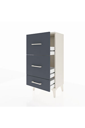 Arges Komodin 3 Çekmeceli 44x30x96 Aytaşı-Antrasit
