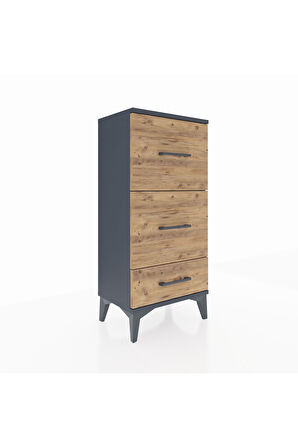 Arges Komodin 3 Çekmeceli 44x30x96 Antrasit-Çam