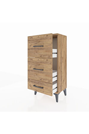 Arges Komodin 3 Çekmeceli 44x30x96 Çam-Çam