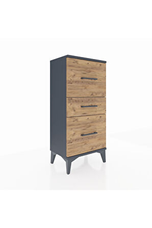 Arges Komodin 3 Çekmeceli 44x30x96 Antrasit-Çam
