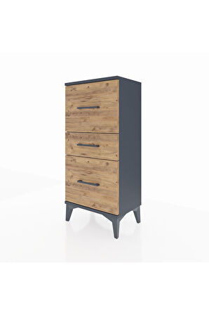 Arges Komodin 3 Çekmeceli 44x30x96 Antrasit-Çam