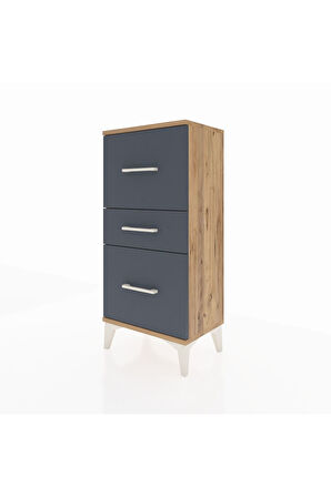 Arges Komodin 3 Çekmeceli 44x30x96 Çam-Antrasit