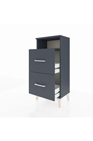 Arges Komodin Tek Raflı 2 Çekmeceli 44x30x96 Antrasit-Antrasit