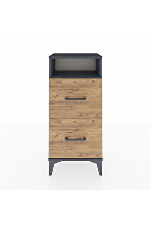 Arges Komodin Tek Raflı 2 Çekmeceli 44x30x96 Antrasit-Çam