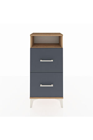 Arges Komodin Tek Raflı 2 Çekmeceli 44x30x96 Çam-Antrasit