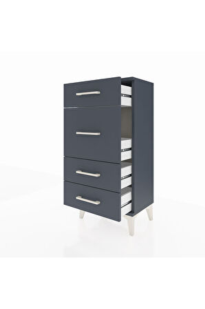 Arges Komodin 4 Çekmeceli 44x30x96 Antrasit-Antrasit