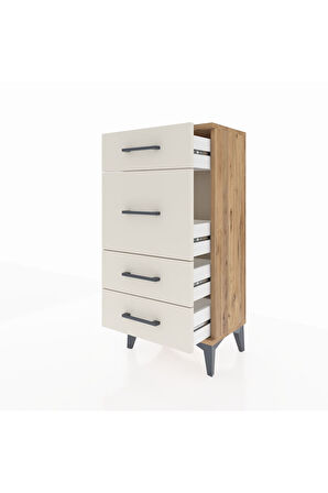Arges Komodin 4 Çekmeceli 44x30x96 Çam-Aytaşı