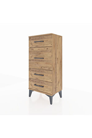 Arges Komodin 4 Çekmeceli 44x30x96 Çam-Çam