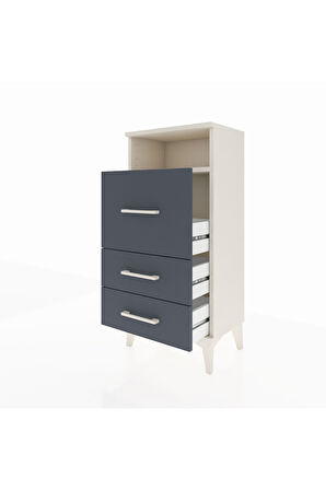 Arges Komodin Tek Raflı 3 Çekmeceli 44x30x96 Aytaşı-Antrasit