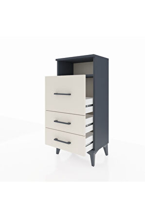 Arges Komodin Tek Raflı 3 Çekmeceli 44x30x96 Antrasit-Aytaşı