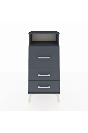 Arges Komodin Tek Raflı 3 Çekmeceli 44x30x96 Antrasit-Antrasit