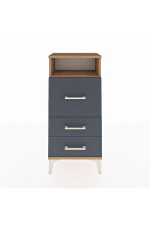 Arges Komodin Tek Raflı 3 Çekmeceli 44x30x96 Çam-Antrasit