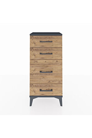 Arges Komodin 4 Çekmeceli 44x30x96 Antrasit-Çam