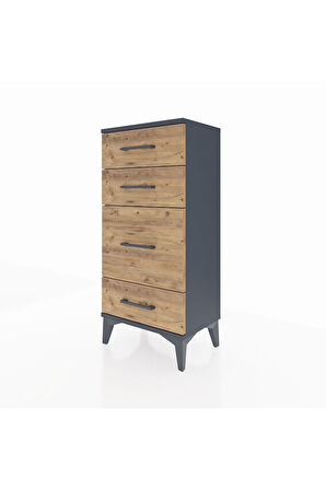 Arges Komodin 4 Çekmeceli 44x30x96 Antrasit-Çam