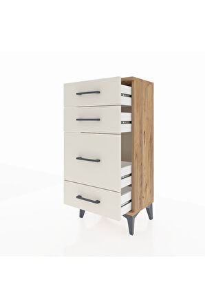 Arges Komodin 4 Çekmeceli 44x30x96 Çam-Aytaşı