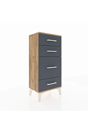 Arges Komodin 4 Çekmeceli 44x30x96 Çam-Antrasit