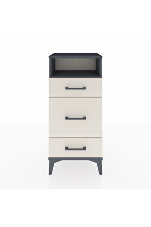 Arges Komodin Tek Raflı 3 Çekmeceli 44x30x96 Antrasit-Aytaşı