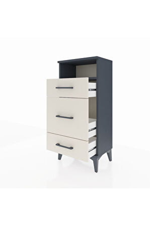 Arges Komodin Tek Raflı 3 Çekmeceli 44x30x96 Antrasit-Aytaşı