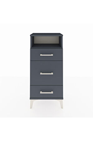 Arges Komodin Tek Raflı 3 Çekmeceli 44x30x96 Antrasit-Antrasit