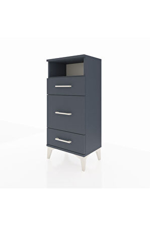 Arges Komodin Tek Raflı 3 Çekmeceli 44x30x96 Antrasit-Antrasit