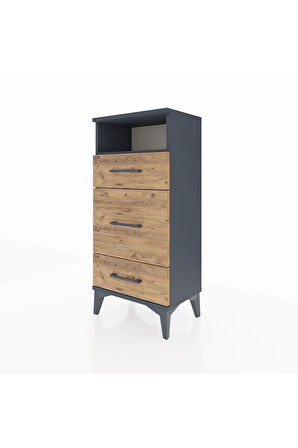 Arges Komodin Tek Raflı 3 Çekmeceli 44x30x96 Antrasit-Çam