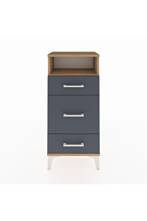 Arges Komodin Tek Raflı 3 Çekmeceli 44x30x96 Çam-Antrasit