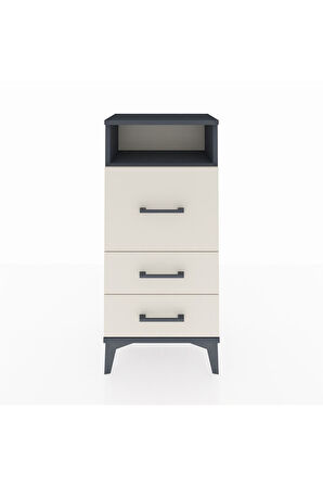 Arges Komodin Tek Raflı 3 Çekmeceli 44x30x96 Antrasit-Aytaşı