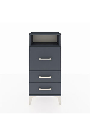Arges Komodin Tek Raflı 3 Çekmeceli 44x30x96 Antrasit-Antrasit
