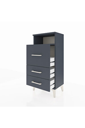 Arges Komodin Tek Raflı 3 Çekmeceli 44x30x96 Antrasit-Antrasit