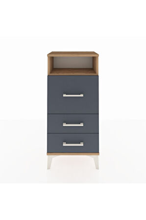 Arges Komodin Tek Raflı 3 Çekmeceli 44x30x96 Çam-Antrasit