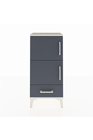Arges Komodin 4 Raflı Tek Çekmeceli 2 Kapaklı 44x30x96 Aytaşı-Antrasit