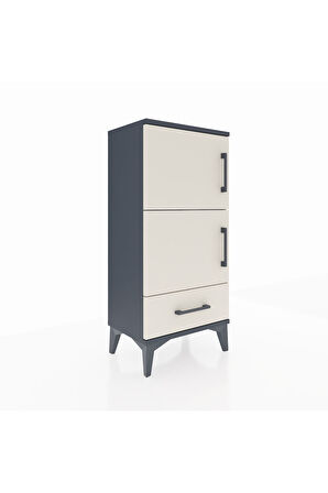 Arges Komodin 4 Raflı Tek Çekmeceli 2 Kapaklı 44x30x96 Antrasit-Aytaşı