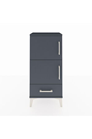 Arges Komodin 4 Raflı Tek Çekmeceli 2 Kapaklı 44x30x96 Antrasit-Antrasit