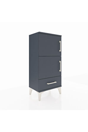 Arges Komodin 4 Raflı Tek Çekmeceli 2 Kapaklı 44x30x96 Antrasit-Antrasit